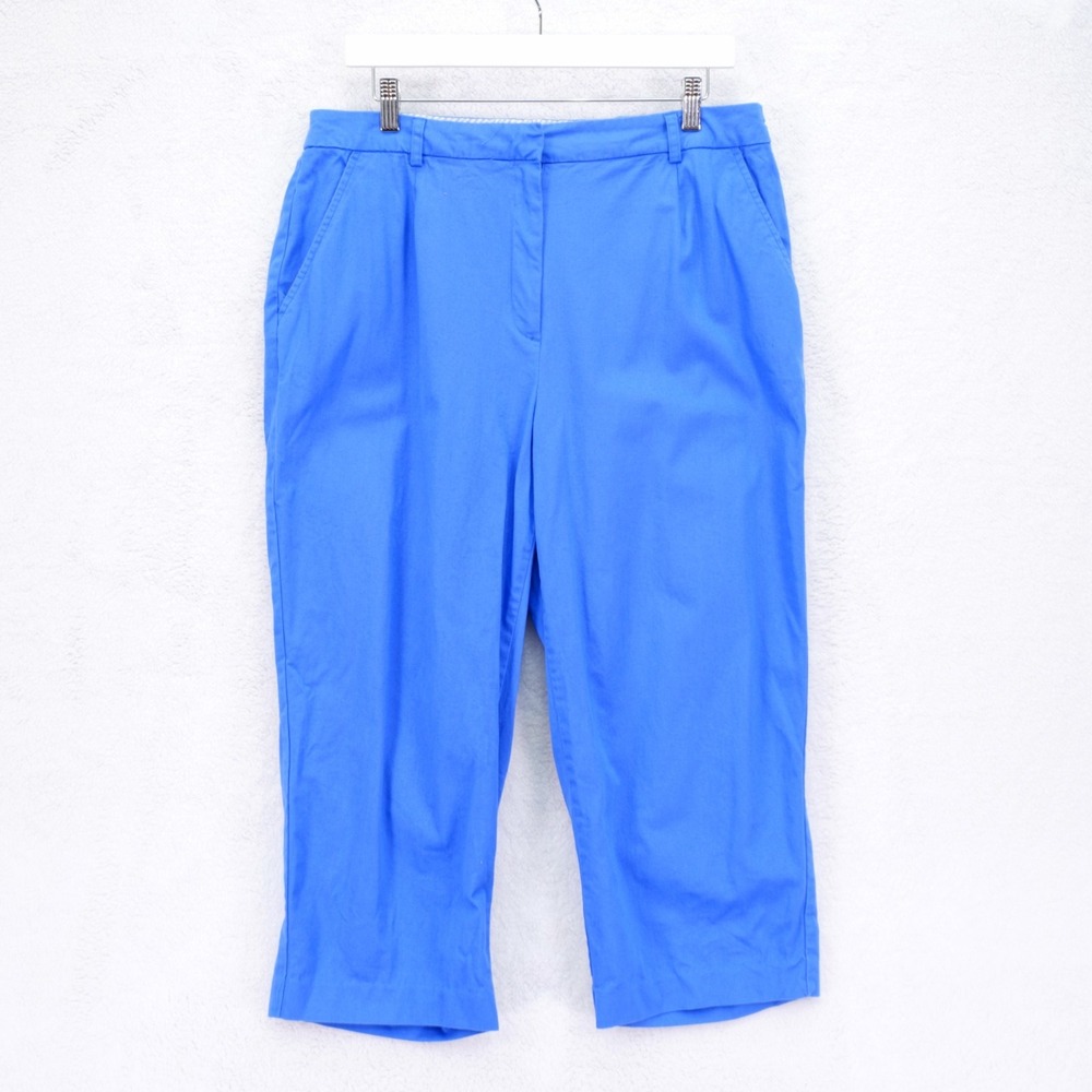 JM Collection Women Capri Blue Pants -16- High Rise 33 / 21 Cotton Spandex